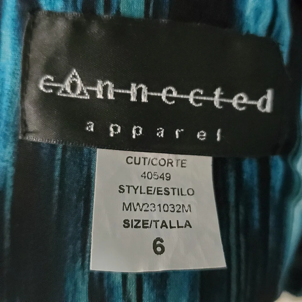 Connected Apparel Teal and Black Midi Stretchy Dress V Neck Size 6 - Picture 5 of 6